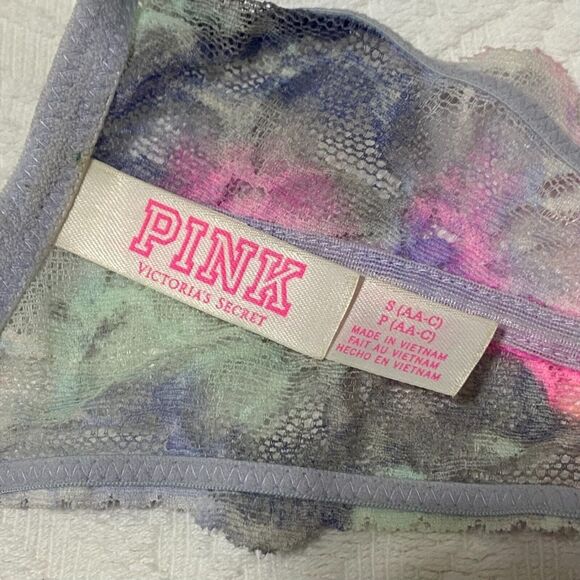 Victoria’s Secret PINK Pushup Bra Bralette Pastel Tropical Lace S (AA-C) - Picture 3 of 6